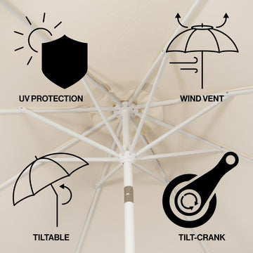 Tracy 9 ft. Classic MidCentury Scalloped Fringe Market Patio Umbrella